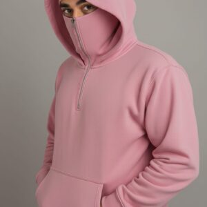 Half Zipper Balaclava Pull Over Hoodie For Men & Boys