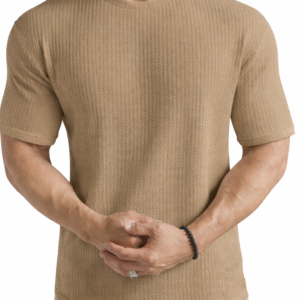 Waffle Knit Tee – Beige