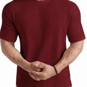 Waffle Knit Tee – Maroon