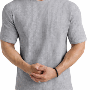 Waffle Knit Tee – Grey