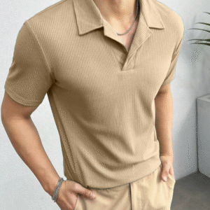 Waffle Knit Polo – Beige