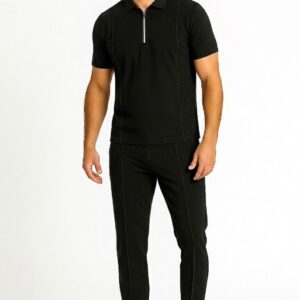 Elite Zip Polo Co-ord Set - Black