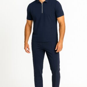 Elite Zip Polo Co-ord Set - Navy Blue