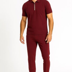 Elite Zip Polo Co-ord Set - Maroon