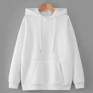 PLAIN WHITE FLEECE HOODIE