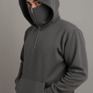 Half Zipper Balaclava Pull Over Hoodie For Boys & Men