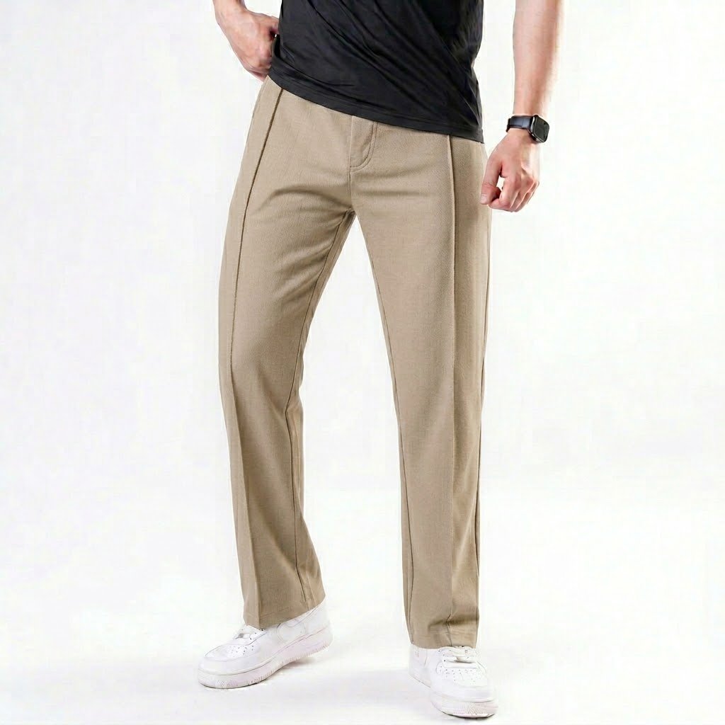 Pleated Loose Fit Trouser - Beige - Image 2