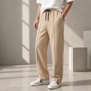Pleated Trousers – Back Pocket – Beige