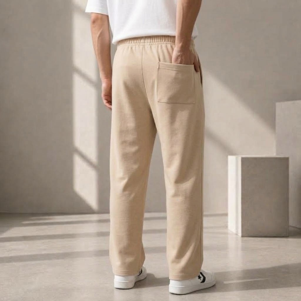 Pleated Trousers – Back Pocket – Beige - Image 2