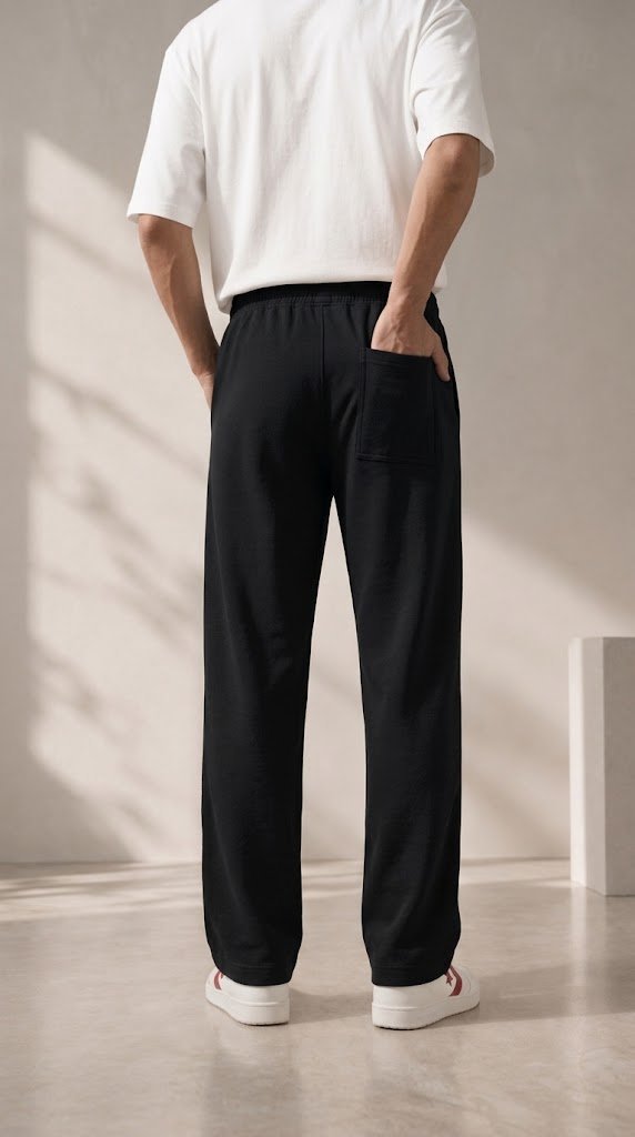 Pleated Trousers – Back Pocket – Black - Image 2
